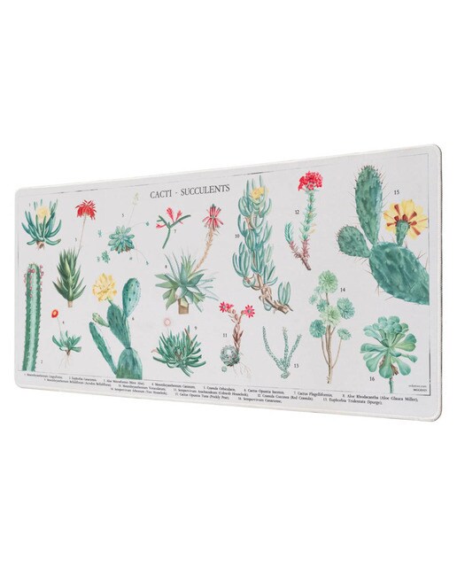 Tapete de rato Xl Botanical Cacti 80x35x0,4 Verde Verde / Bege-1