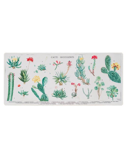 Tapete de rato Xl Botanical Cacti 80x35x0,4 Verde Verde / Bege-2