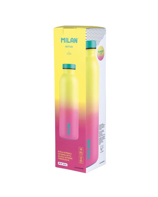 Botella Isotérmica de Acero Inoxidable 591 ml Serie Sunset MILAN Rosa - Amarillo Amarillo / Rosa-2