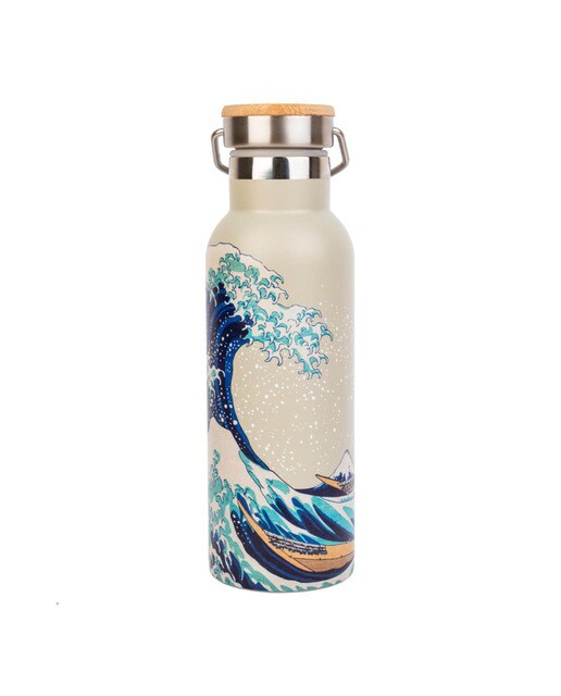 Garrafa Metálica com Asa Hokusai - Bege e Azul Bege / Azul-1