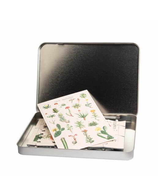 Puzzle 100 Peças com Caixa Metálica Botanical Cacti - Verde e Bege Verde / Bege-2