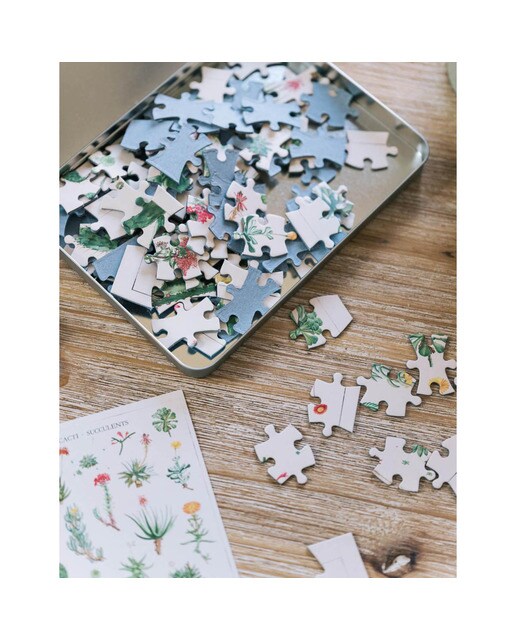 Puzzle 100 Peças com Caixa Metálica Botanical Cacti - Verde e Bege Verde / Bege-7