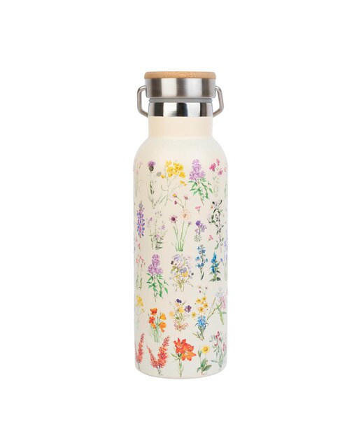 Garrafa Metálica com Asa Botanical Wild Flowers - Branco Branco / Lilás-1