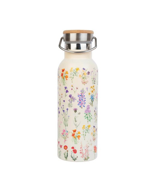 Garrafa Metálica com Asa Botanical Wild Flowers - Branco Branco / Lilás-2
