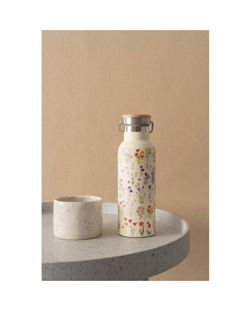 Garrafa Metálica com Asa Botanical Wild Flowers - Branco Branco / Lilás-4