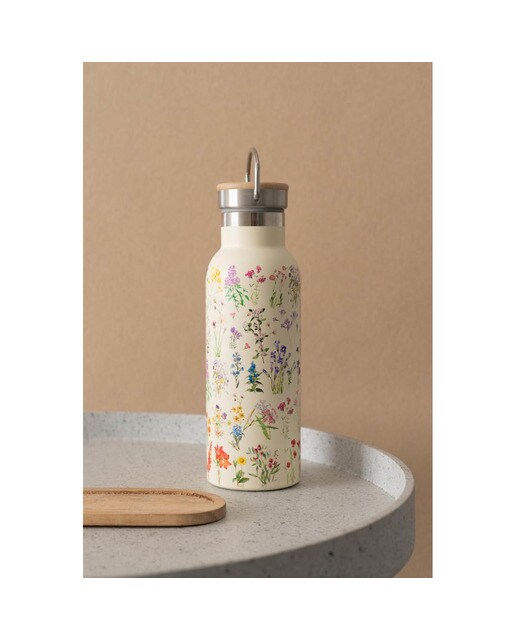 Garrafa Metálica com Asa Botanical Wild Flowers - Branco Branco / Lilás-8
