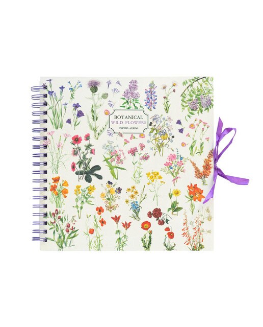 Scrapbook Photo Album 40 páginas Botanical Wild Flowers 26x26 cm - Branco Branco / Verde-1