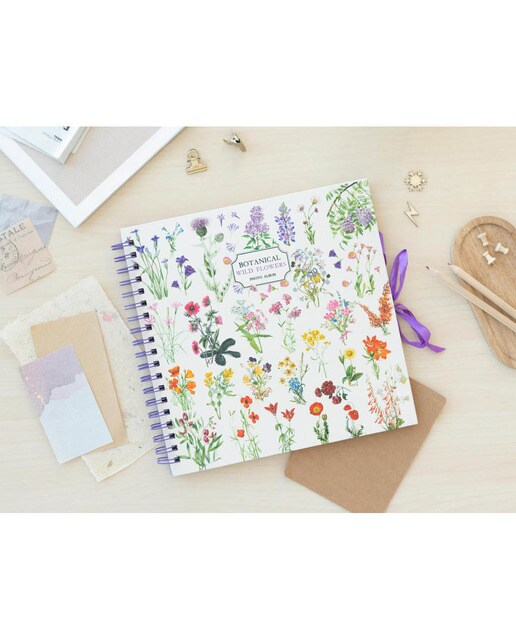 Scrapbook Photo Album 40 páginas Botanical Wild Flowers 26x26 cm - Branco Branco / Verde-5
