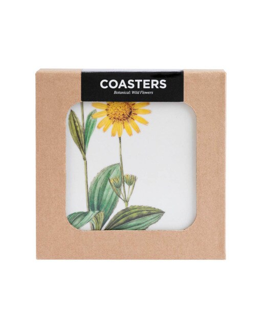 Conjunto 4 Bases de Copo Botanical Wild Flowers - Branco Branco / Lilás-1