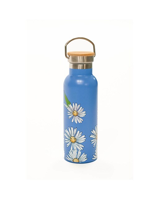 Garrafa de Aço Inoxidável Margaridas - Azul/Multicolor Azul / Multicolor-1