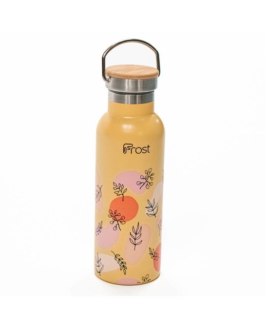 Imagem 0 de Garrafa de Aço Inoxidável Folhas - Laranja/Multicolor