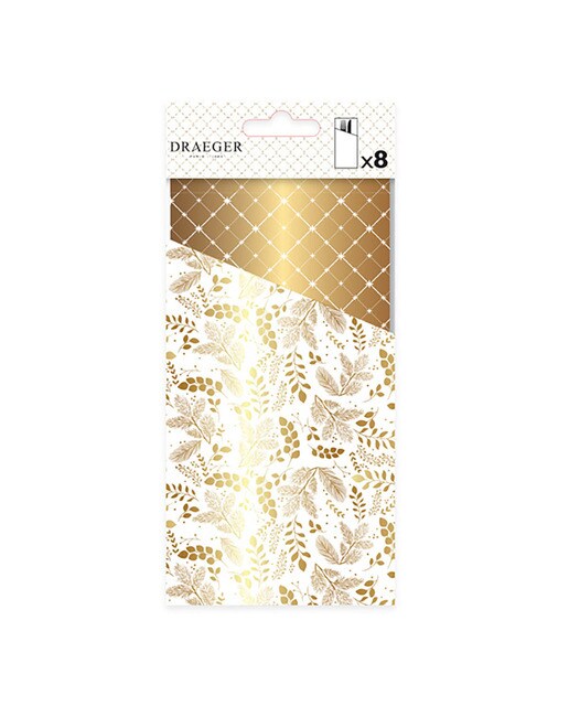 Conjunto de 8 Faqueiros - Branco e Dourado Dourado / Branco-1