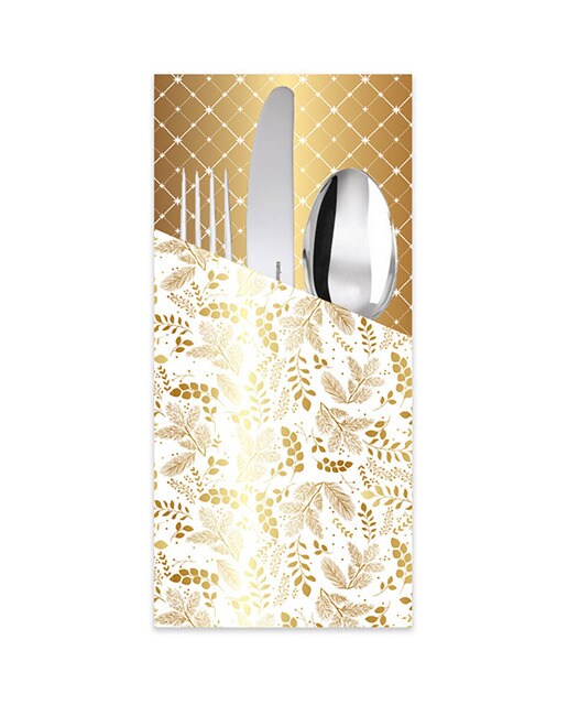 Conjunto de 8 Faqueiros - Branco e Dourado Dourado / Branco-4