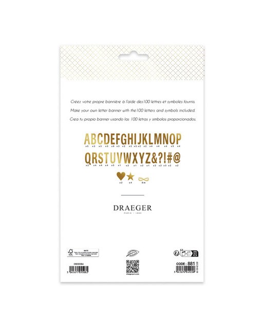 Conjunto de 100 Letras e Símbolos com Corda de 8 Metros para Grinalda - Dourado Dourado-3
