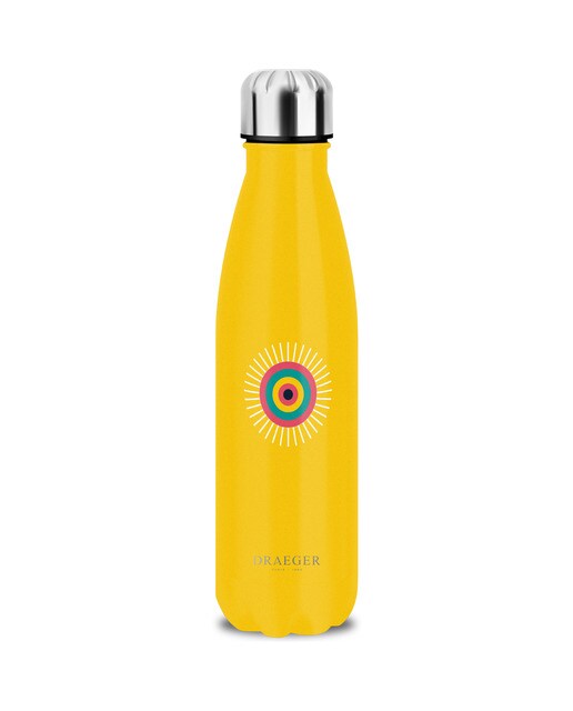 Garrafa de aço inoxidável com ilustração do sol Draeger amarelo Amarelo-1