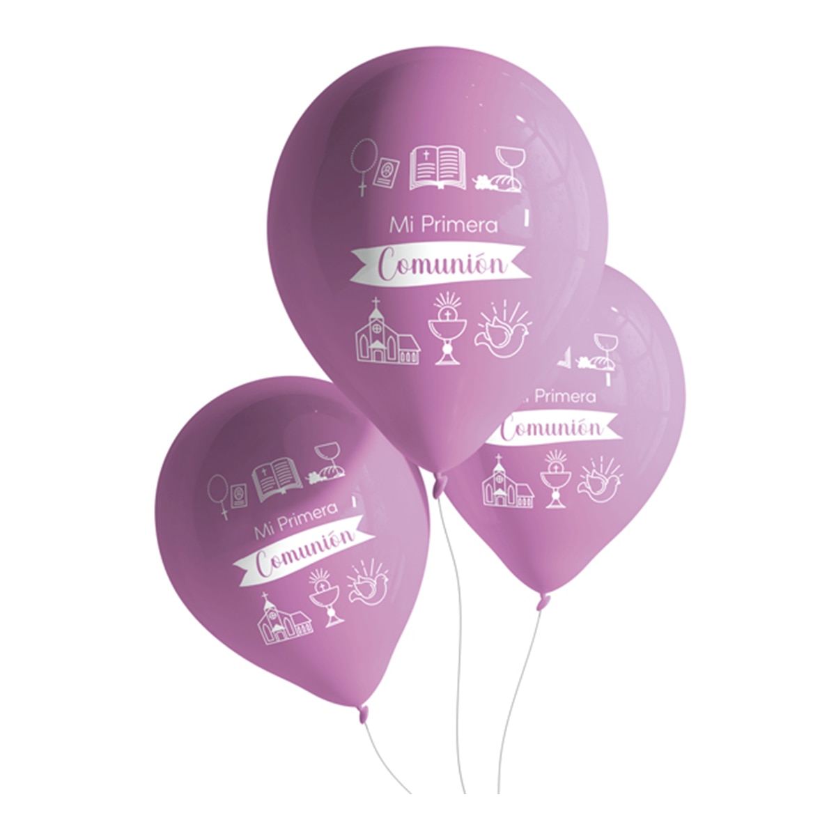 Imagen 0 de Blister 12 globos rosas comunión niña Arguval
