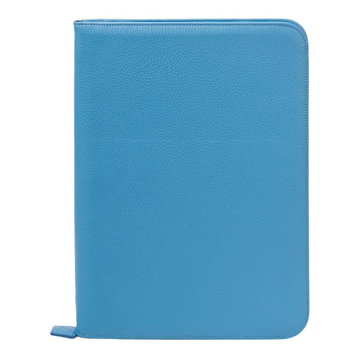 Imagem 0 de Capa em Pele Azul com Bolsos Interiores e Fecho de Correr. Inclui Bloco de Notas A5 Fabriano