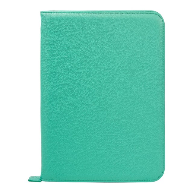 Imagem 0 de Capa em Pele Esmeralda com Bolsos Interiores e Fecho de Correr. Inclui Bloco de Notas A5 Fabriano