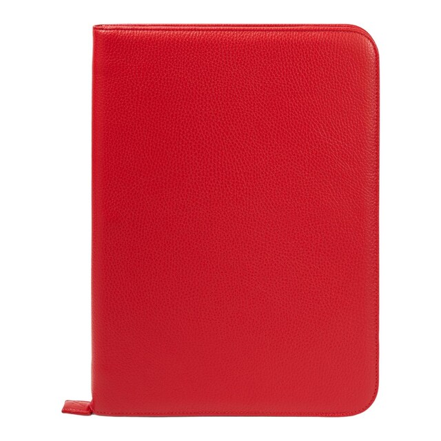 Imagem 0 de Capa em Pele Vermelho com Bolsos Interiores e Fecho de Correr. Inclui Bloco de Notas A5 Fabriano