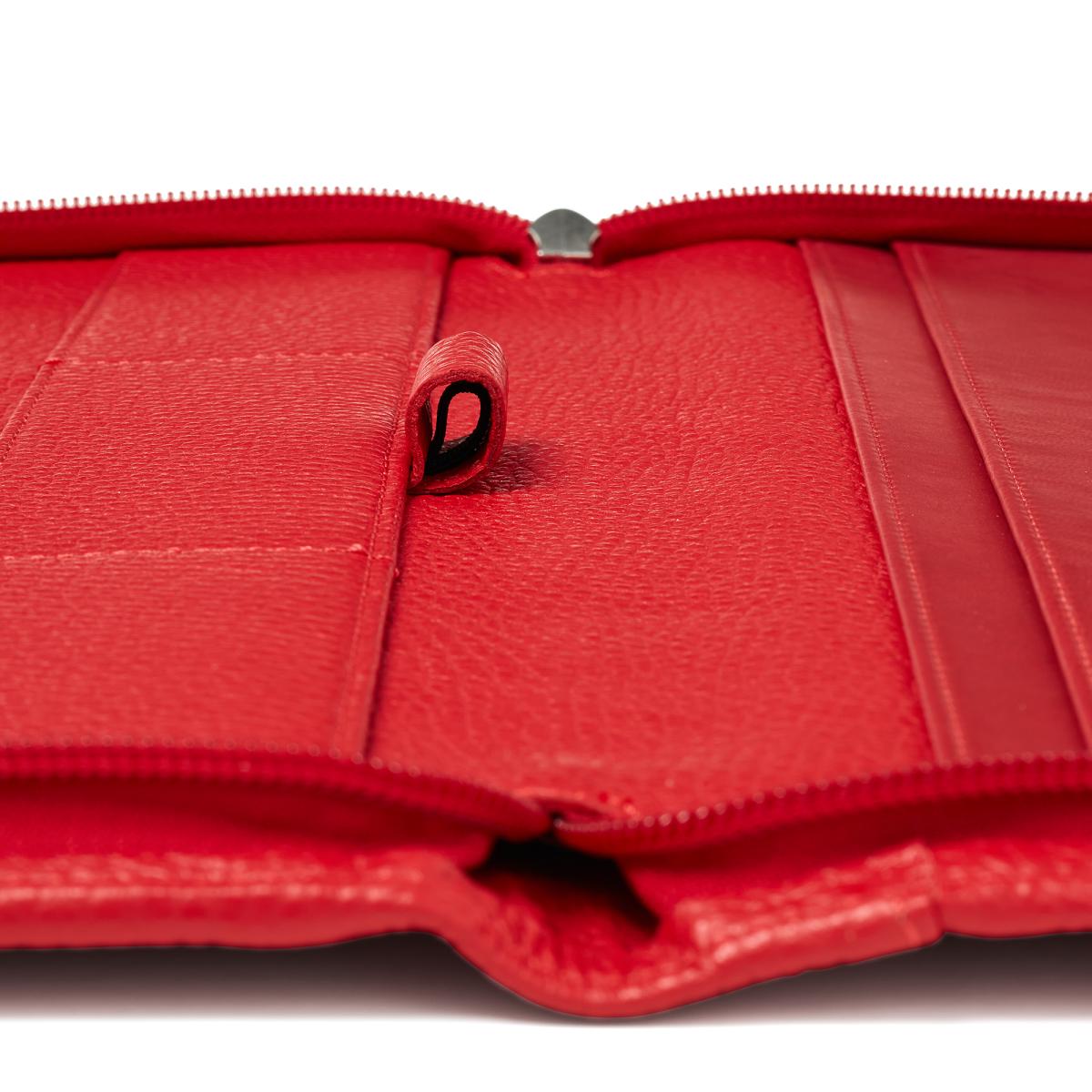 Capa em Pele Vermelho com Bolsos Interiores e Fecho de Correr. Inclui Bloco de Notas A5 Fabriano Vermelho-2
