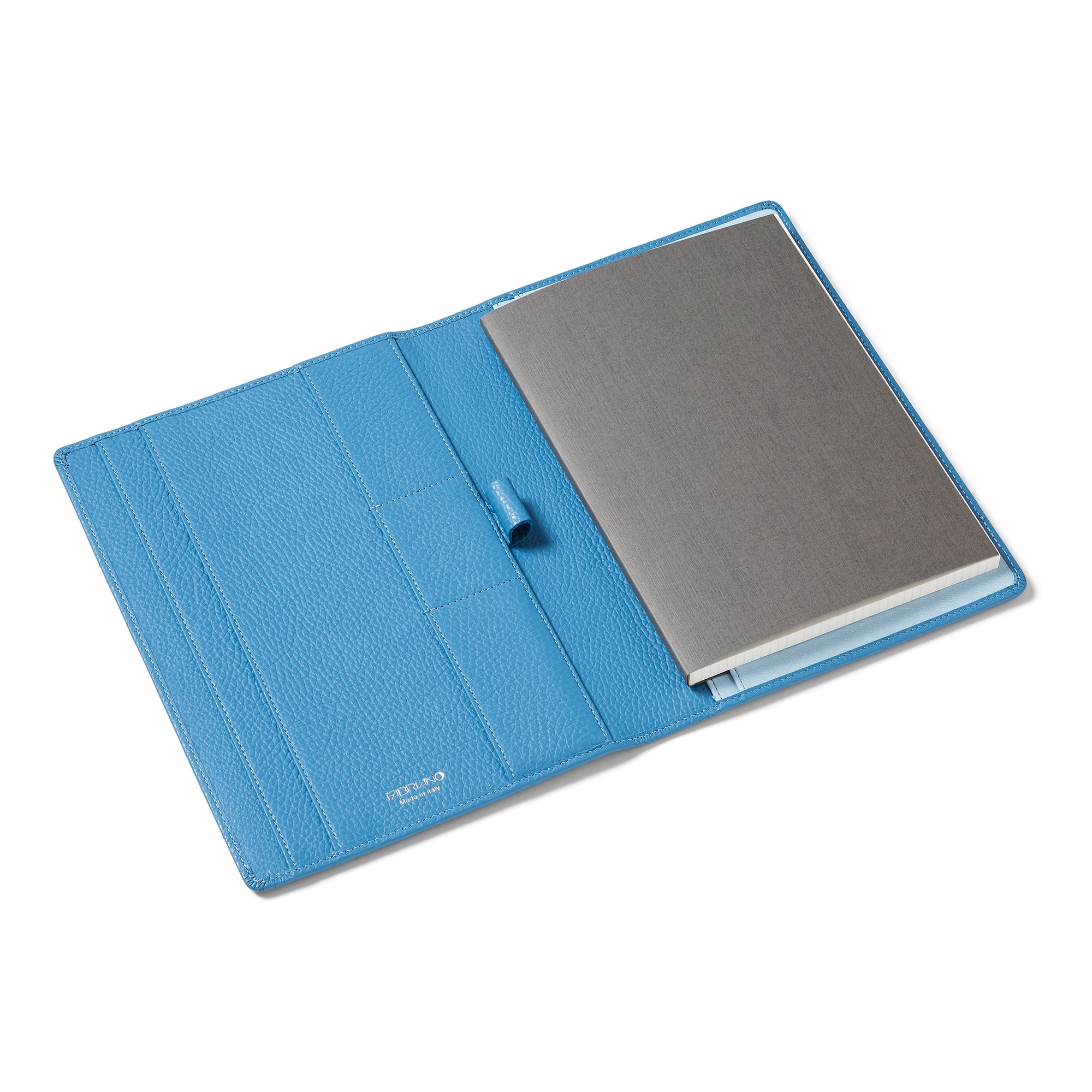 Capa em Pele Turquesa com Bolsos Interiores e Fecho de Correr. Inclui Bloco de Notas A5 Fabriano 4