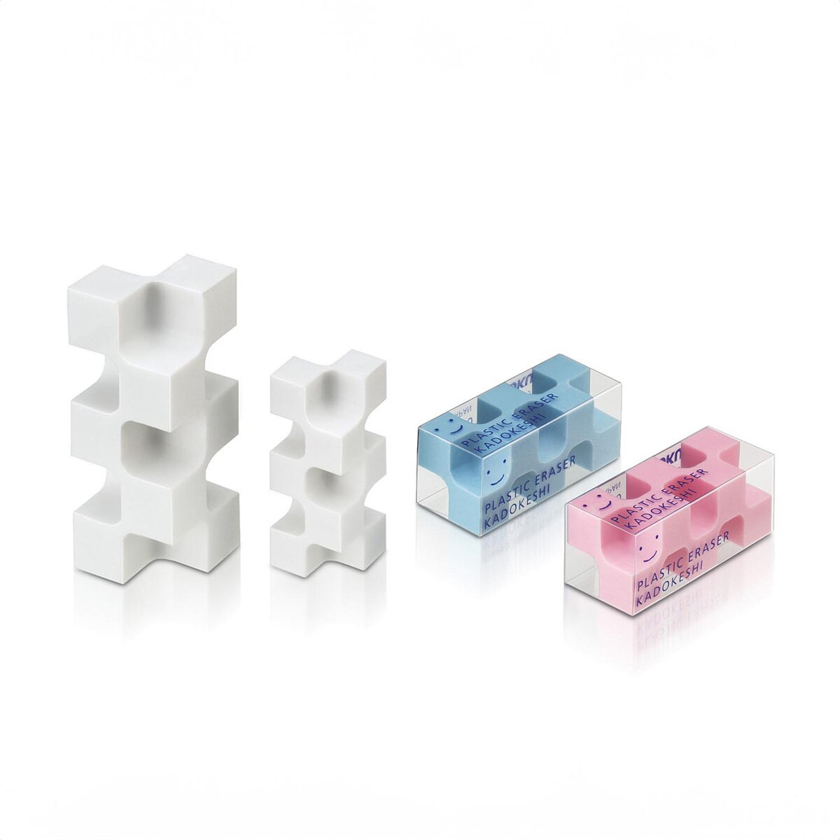 Set 2 mini gomas Kokuyo KADOKESHI blanca y azul 7