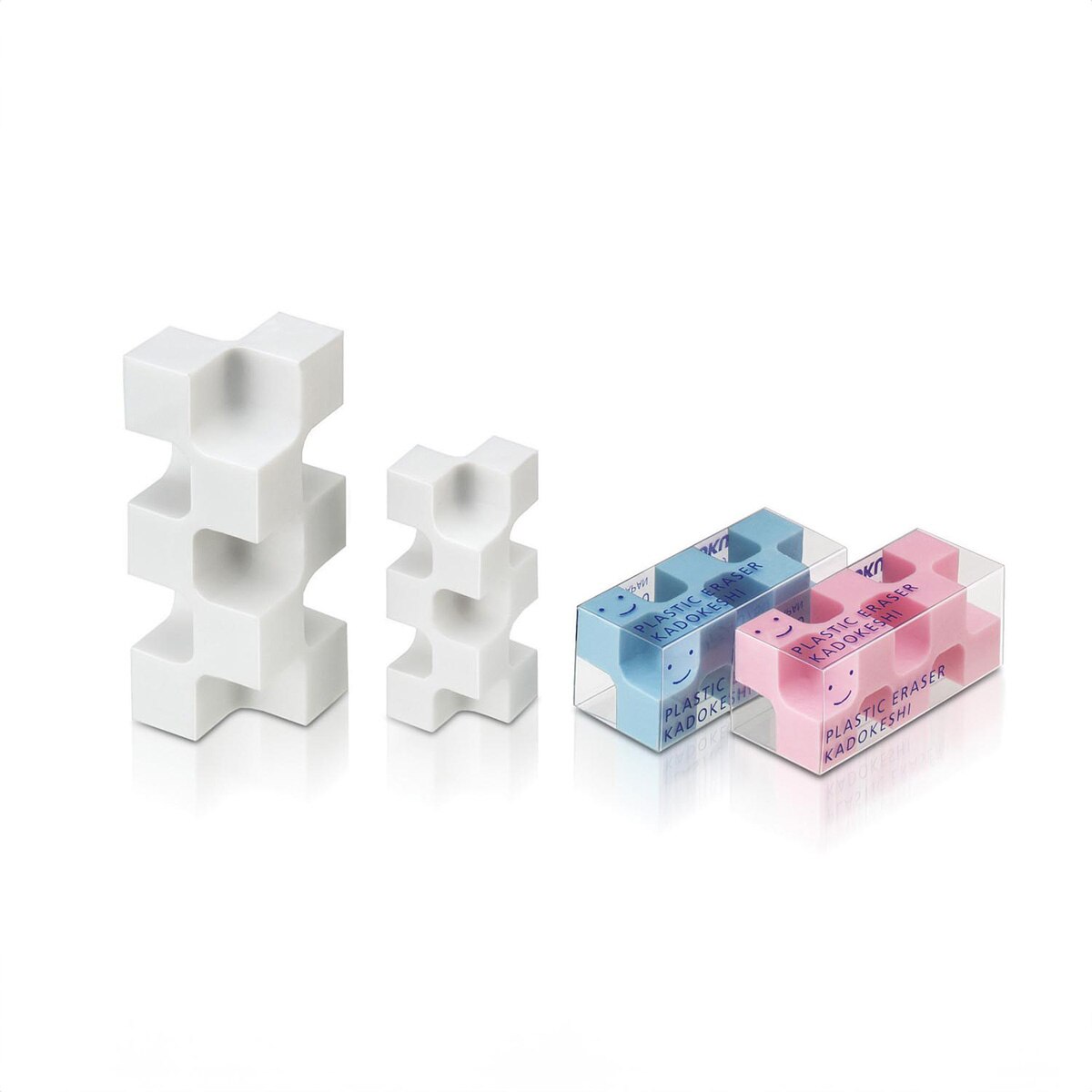 Set 2 mini gomas Kokuyo KADOKESHI blanca y azul 8