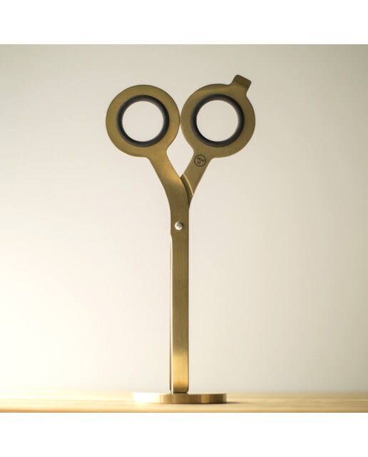 Tesoura banhada a ouro HMM com ponta quadrada e base magnética Dourado-5