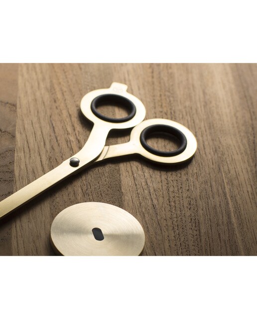 Tesoura banhada a ouro HMM com ponta quadrada e base magnética Dourado-6