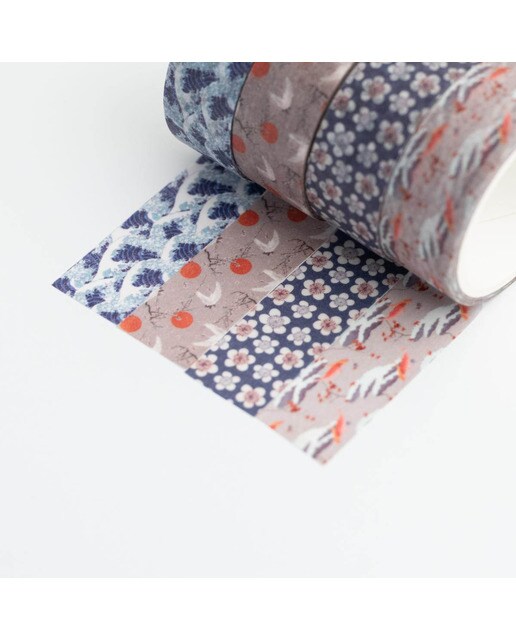 Conjunto de 4 Washi Tape Hokusai - Azul e Cinzento Azul / Cinzento-2