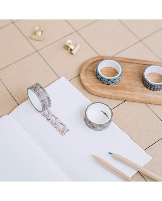 Conjunto de 4 Washi Tape Hokusai - Azul e Cinzento Azul / Cinzento-5