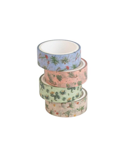 Conjunto de 4 Washi Tape Botanical Cacti - Verde e Bege Verde / Bege-1