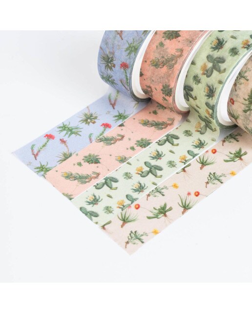Conjunto de 4 Washi Tape Botanical Cacti - Verde e Bege Verde / Bege-2