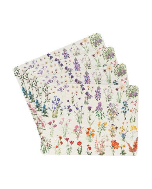 Conjunto 4 Bases Botanical Wild Flowers - Branco Branco / Lilás-1