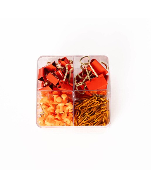 Kit de papelería clips Frost naranja /Multicolor Naranja / Multicolor-1