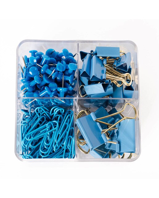 Kit de Papelaria Clipes - Laranja/Multicolor Azul / Multicolor-1