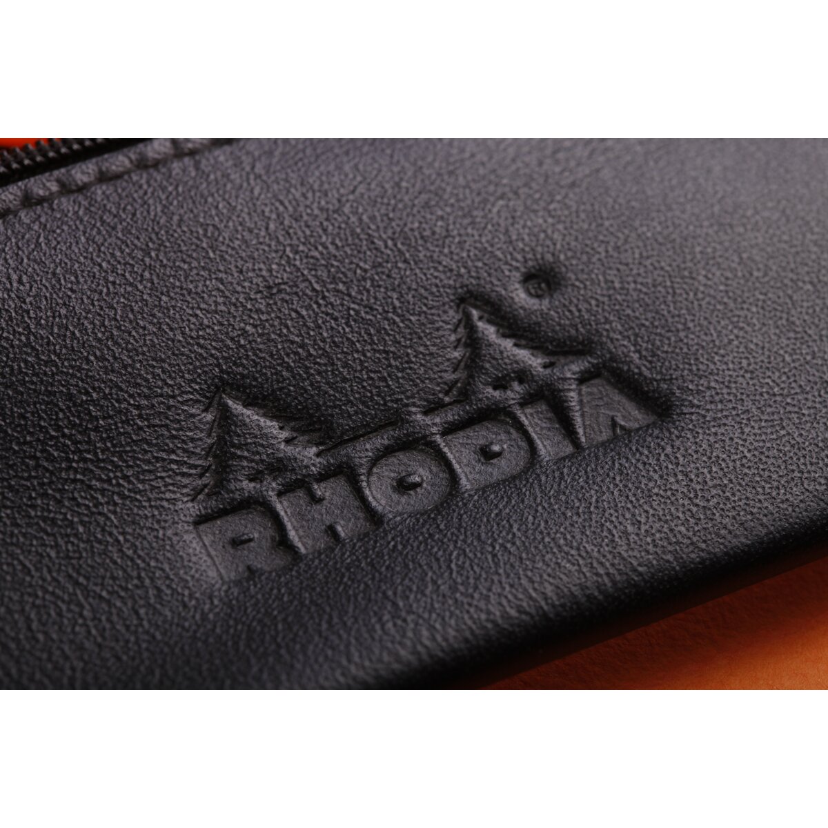Estojo simples plano em pele Rhodia preto Preto-3