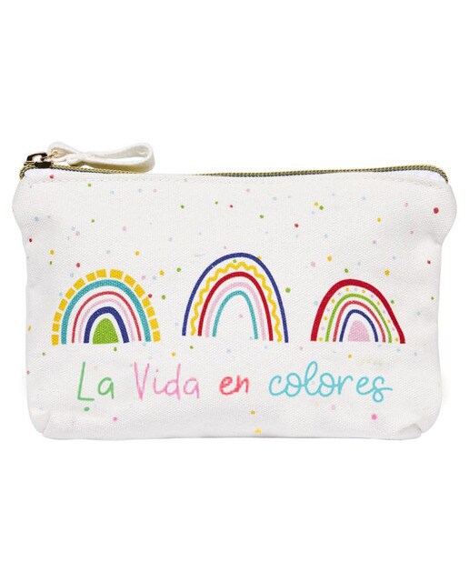 Estojo simples de algodão Imagem Arco-íris branco Branco-1