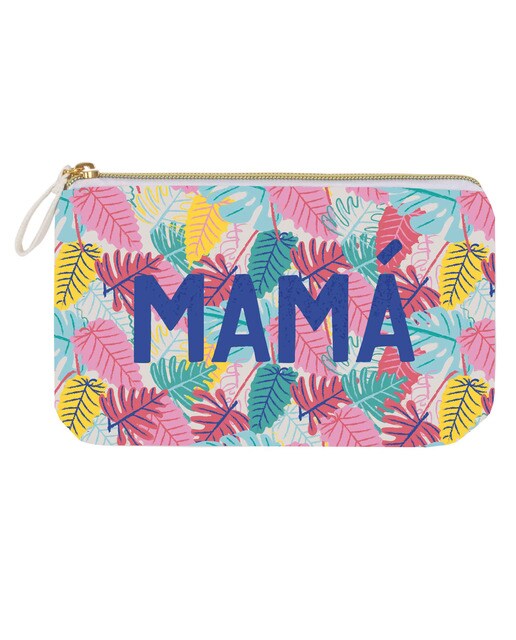 Estojo simples de algodão Frase Mamá rosa e azul Rosa-1