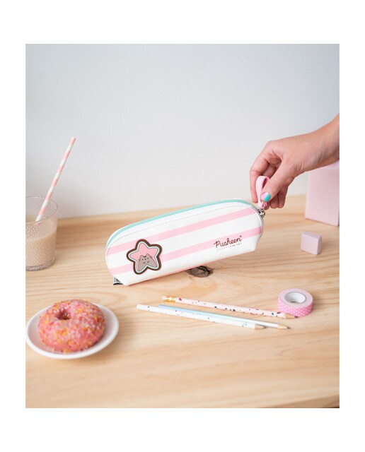 Estojo Pusheen Rose Collection 21x9x12 Rosa Rosa / Branco-5