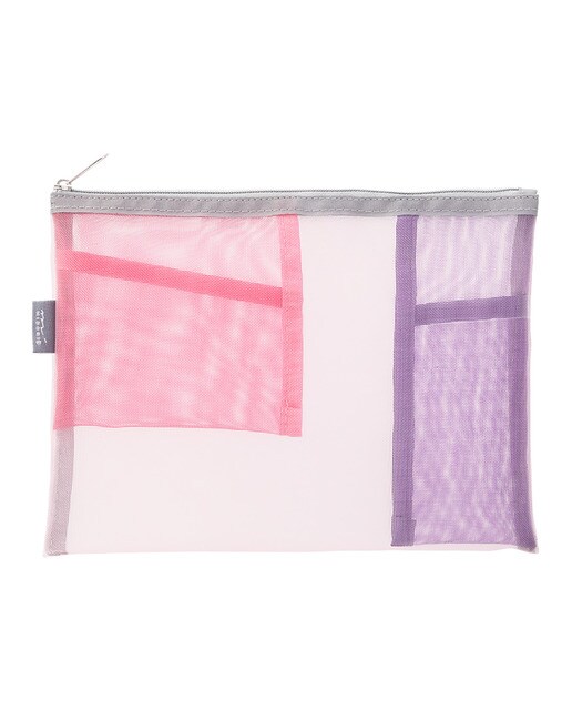 Estojo de Malha Plano com Bolsos Interiores - Rosa/Roxo Rosa-1