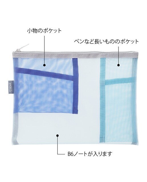 Estojo de Malha Plano com Bolsos Interiores - Azul Azul-5