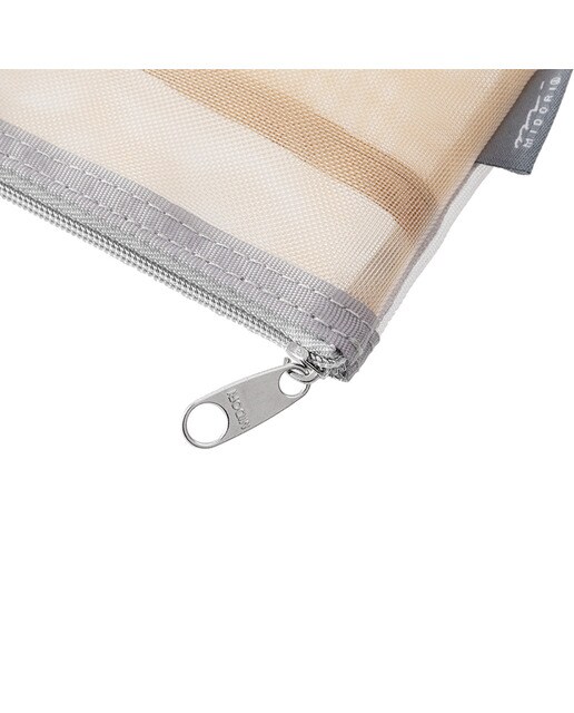 Estojo de Malha Plano com Bolsos Interiores - Bege/Cinzento Castanho-4