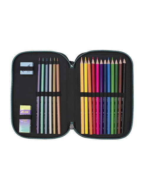 Estojo Múltiplo de 3 Pisos com Conteúdo Sunset - Preto Preto-2