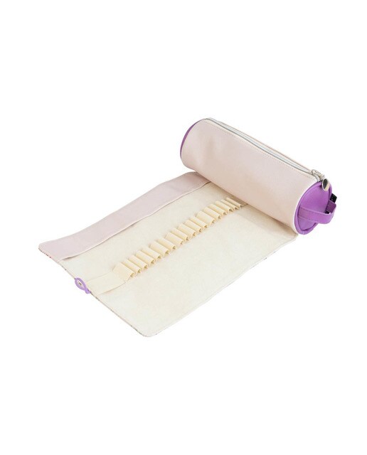 Estojo Enrolável Botanical Wild Flowers - Branco Branco / Lilás-3