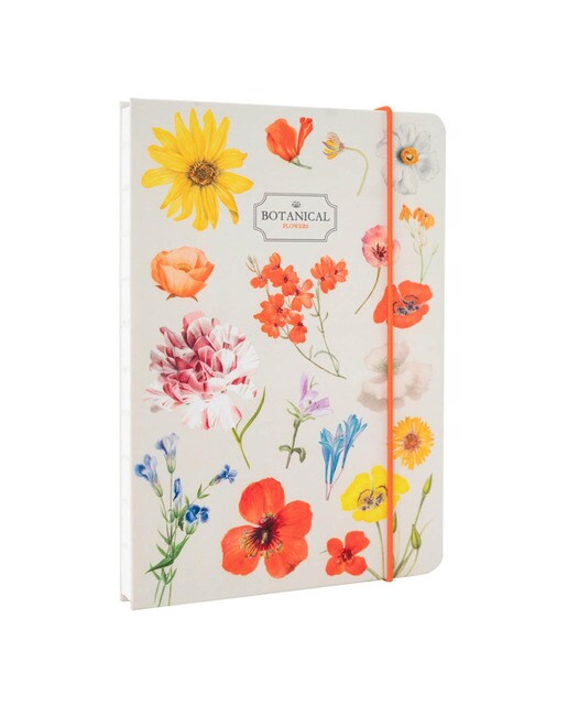 Imagem 0 de Caderno Encadernação Artesanal Botanical Flower A5 - Branco
