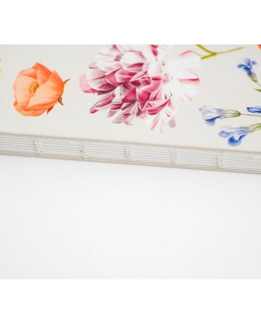 Caderno Encadernação Artesanal Botanical Flower A5 - Branco Branco / Lilás-3