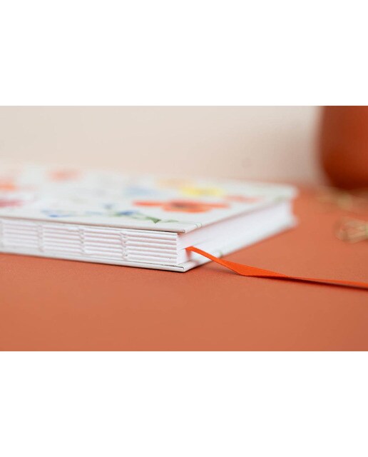 Caderno Encadernação Artesanal Botanical Flower A5 - Branco Branco / Lilás-6