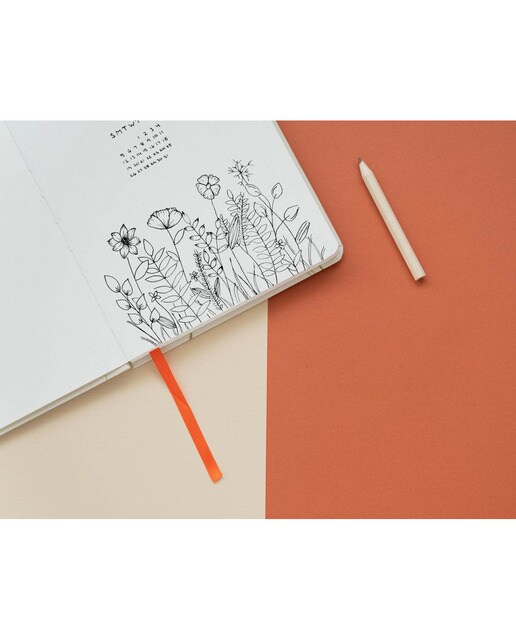 Caderno Encadernação Artesanal Botanical Flower A5 - Branco Branco / Lilás-7