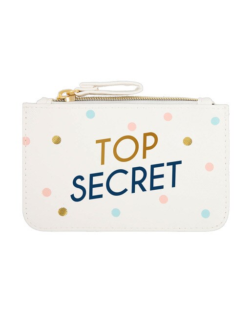 Estojo Simples Pequeno com Fecho de Correr Top Secret - Branco Branco / Dourado-1